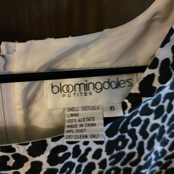 Bloomingdale's Black & Gold Animal Print Petite Silk Dress 6P - Picture 8 of 13